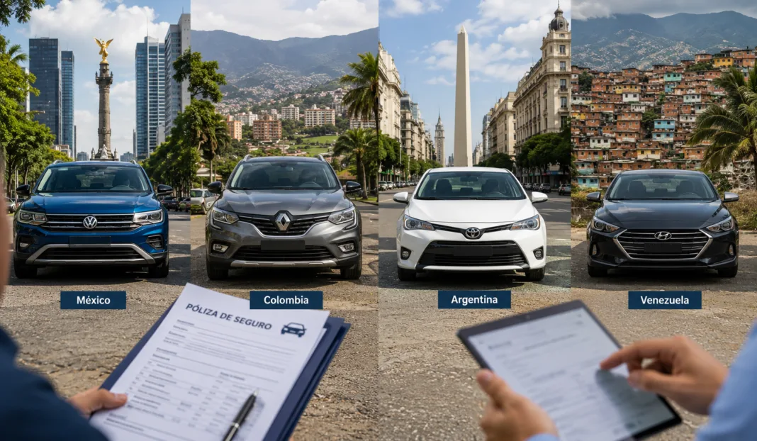 Cuánto cuesta asegurar tu auto en México, Colombia, Argentina y Venezuela: comparativa 2026